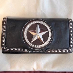 Black leather checkbook wallet